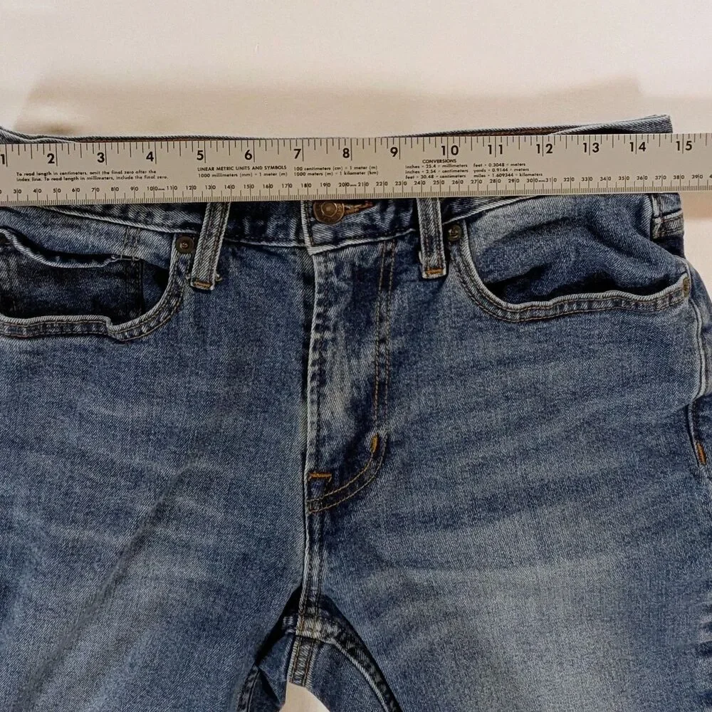 Old Navy Loose Straight Built-In Flex Jeans 30x32 Blue Distressed Cotton Blend